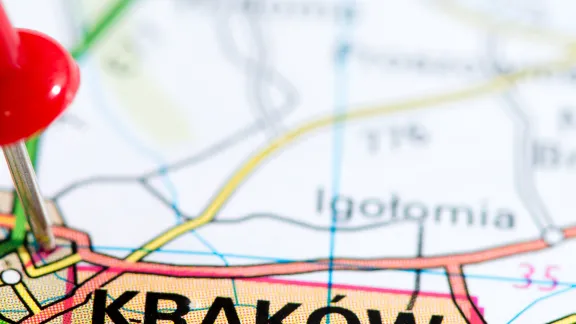 Krakow on a map
