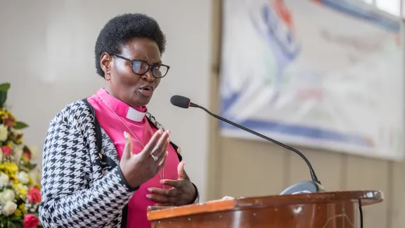 Bishop Naledzani Sikhwari delivering keynote lecture, at the Africa pre-assembly. Photo: LWF/Albin Hillert
