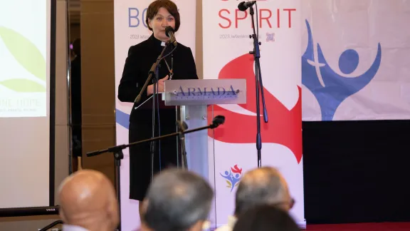 General Secretary of the LWF, Rev. Dr. Anne Burghardt, presenting the Assembly theme during the Asia Pre-Assembly. Photo: LWF/Jotham Lee