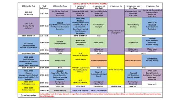 LWF Thirteenth Assembly schedule EN